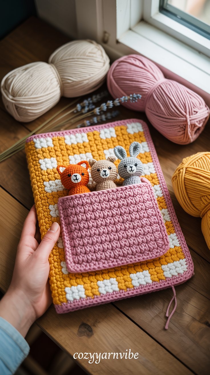 Crochet Notebook Cover with Pen Pocket - cozyyarnvibes.com