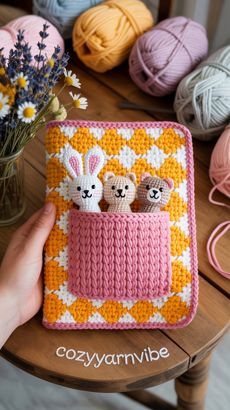 Crochet Notebook Cover with Pen Pocket - cozyyarnvibes.com