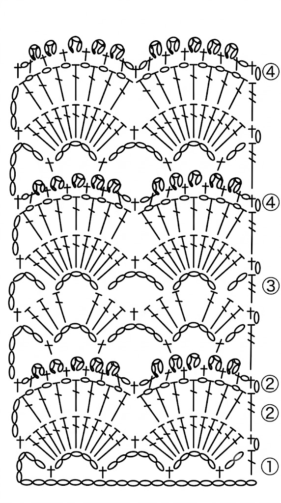 Crochet top main part pattern guide chart