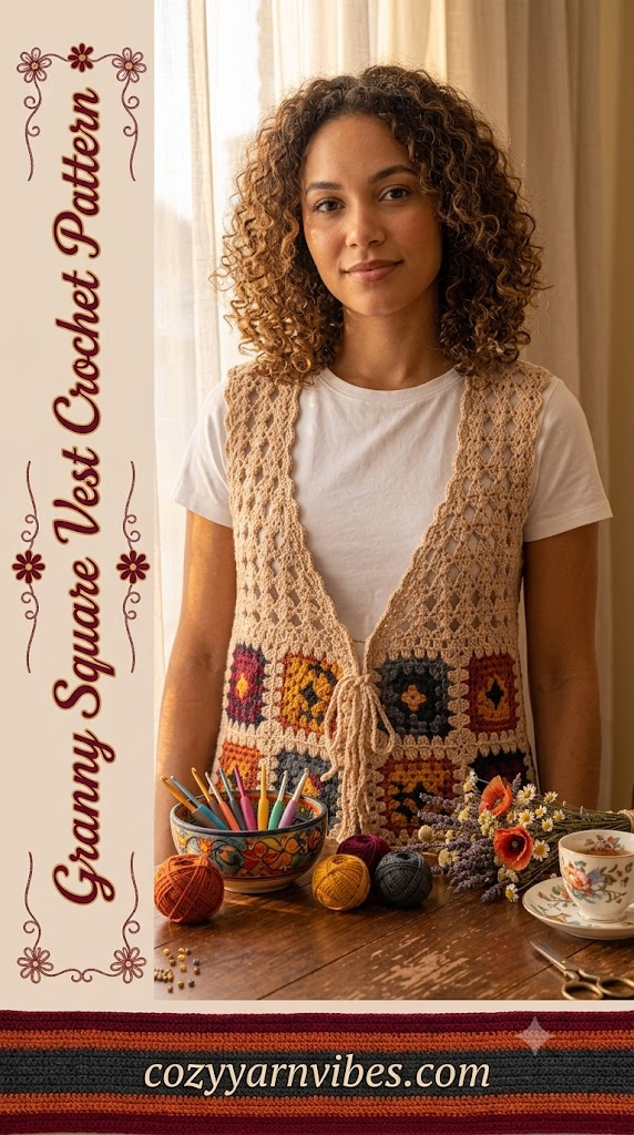 Crochet granny stitch vest