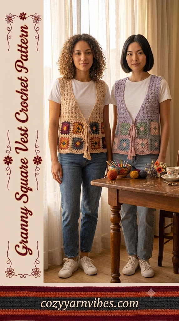 Crochet granny stitch vest