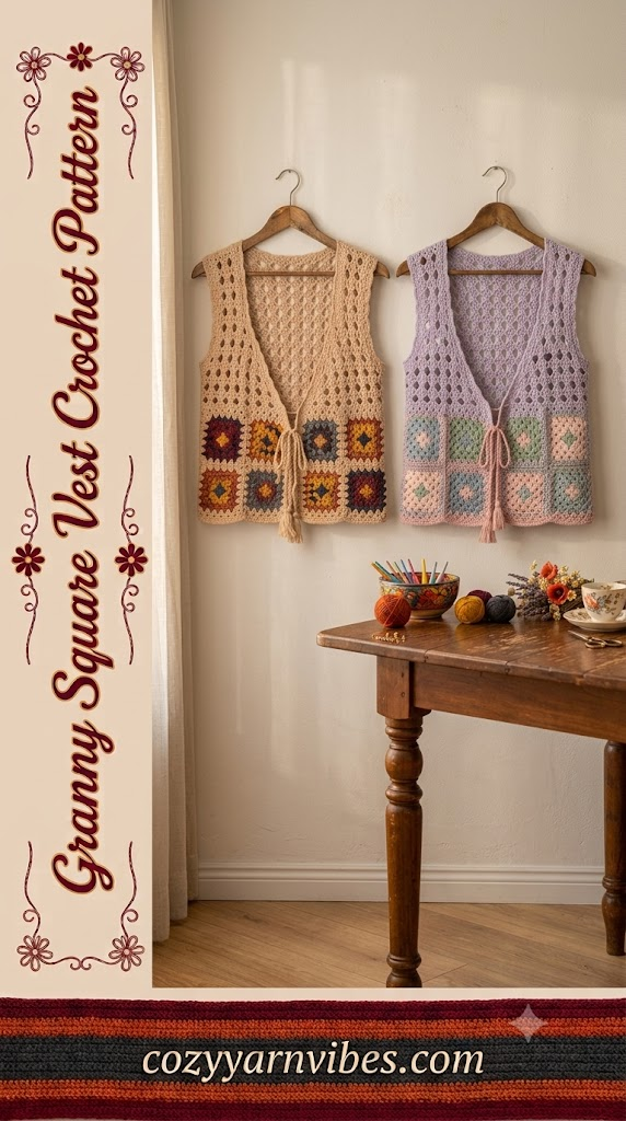 Crochet granny stitch vest