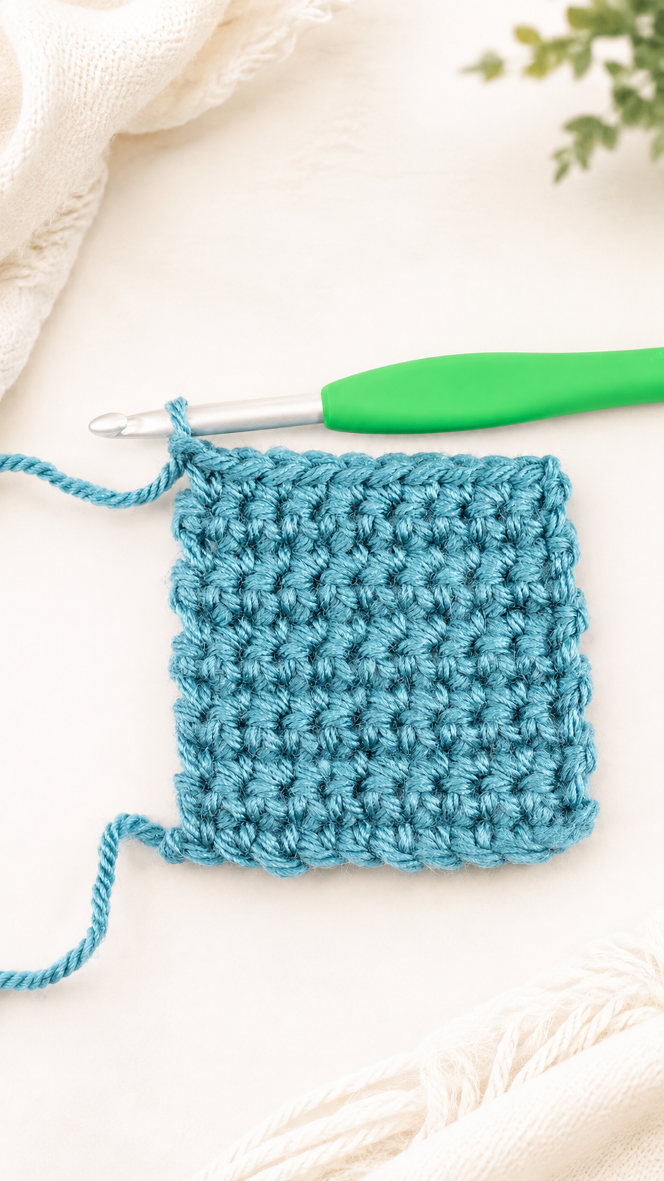 Close-up example of neat single crochet stitches