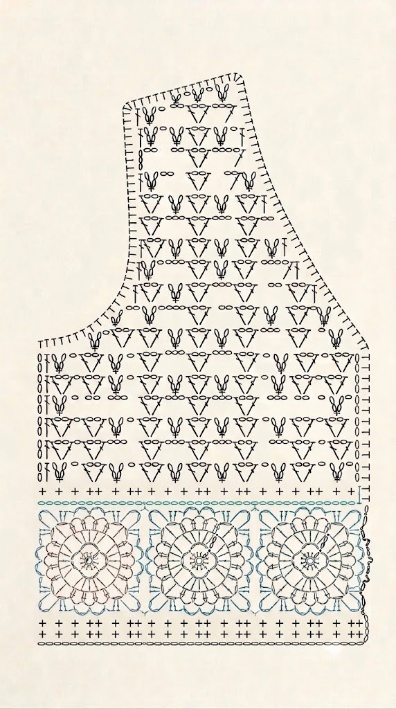 Crochet neckline and armholes pattern