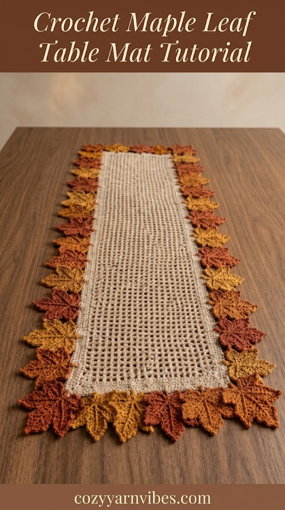 crochet maple leaf table mat