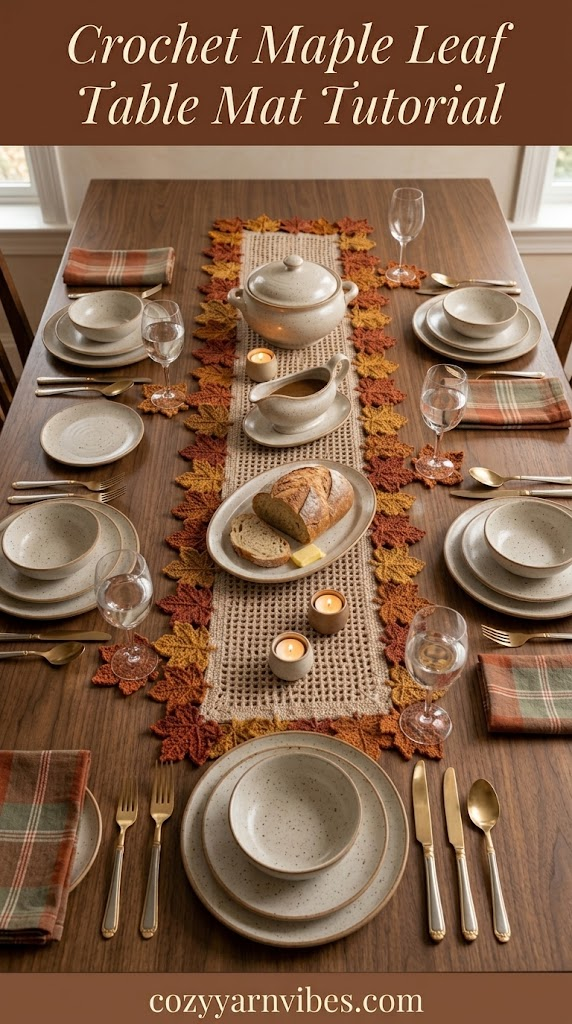 crochet maple leaf table mat