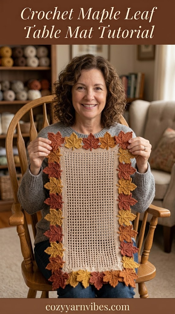 crochet maple leaf table mat