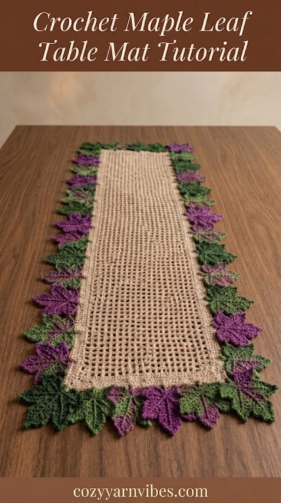 crochet maple leaf table mat