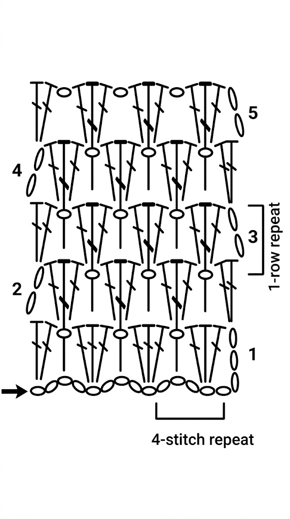 Crochet Spike Stitch Pattern Chart