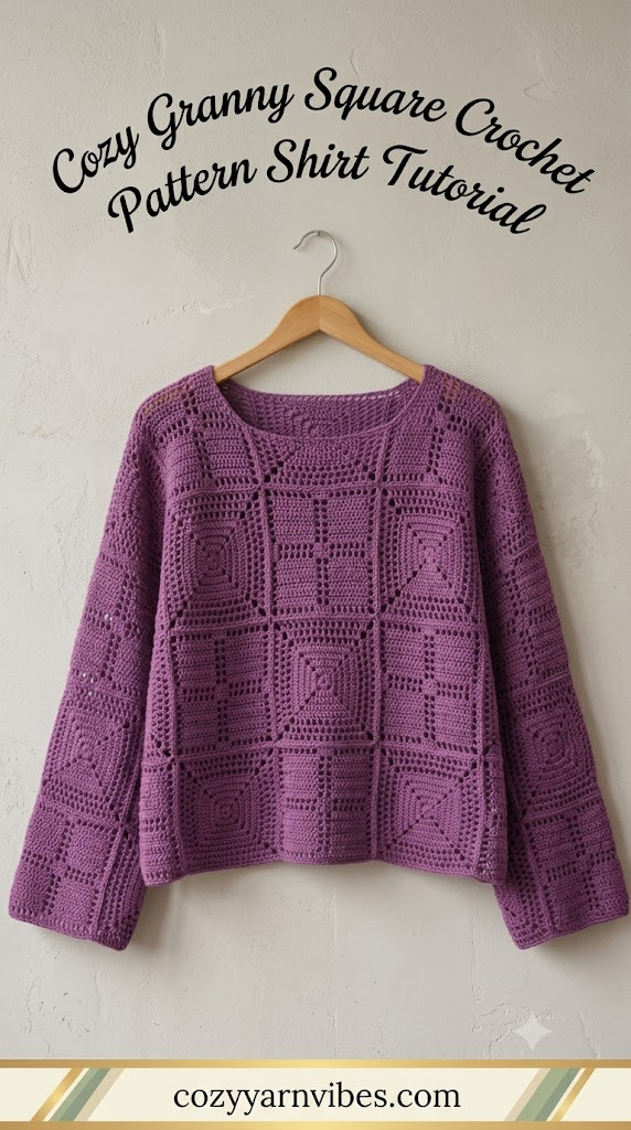 Cozy Granny Square Crochet Pattern Shirt Tutorial