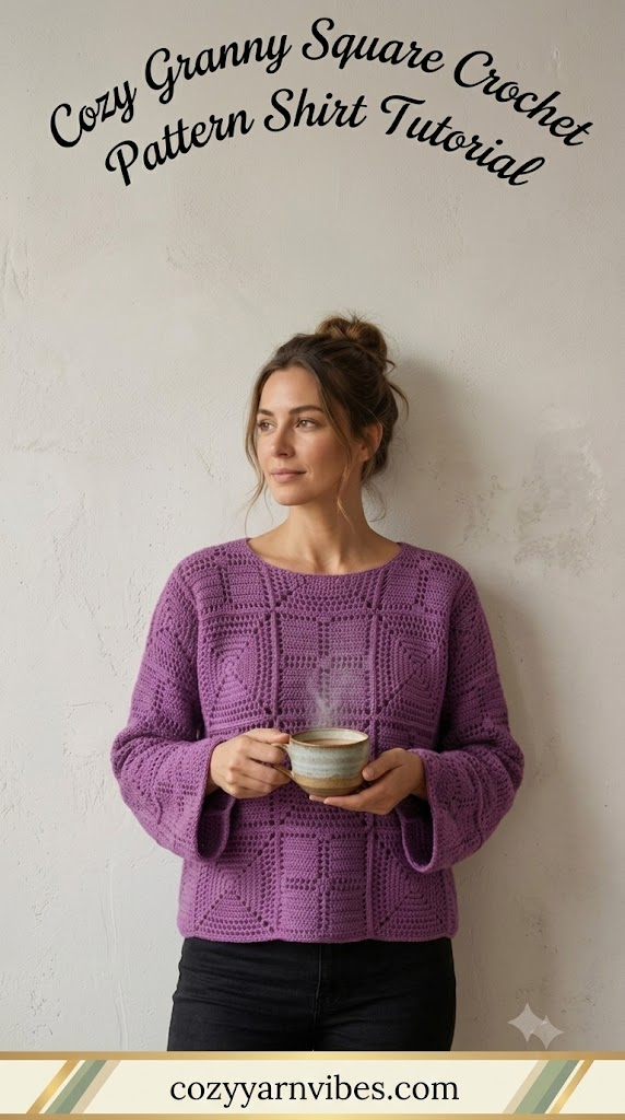 Cozy Granny Square Crochet Pattern Shirt Tutorial