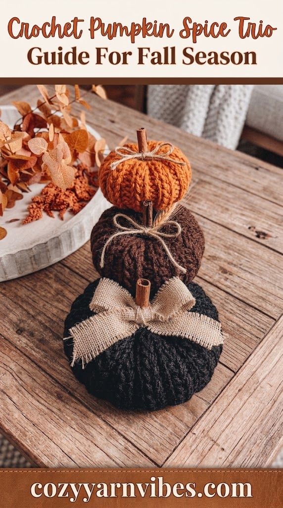 crochet pumpkin spice trio