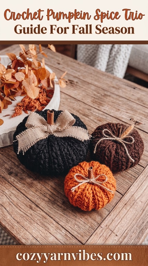 crochet pumpkin spice trio