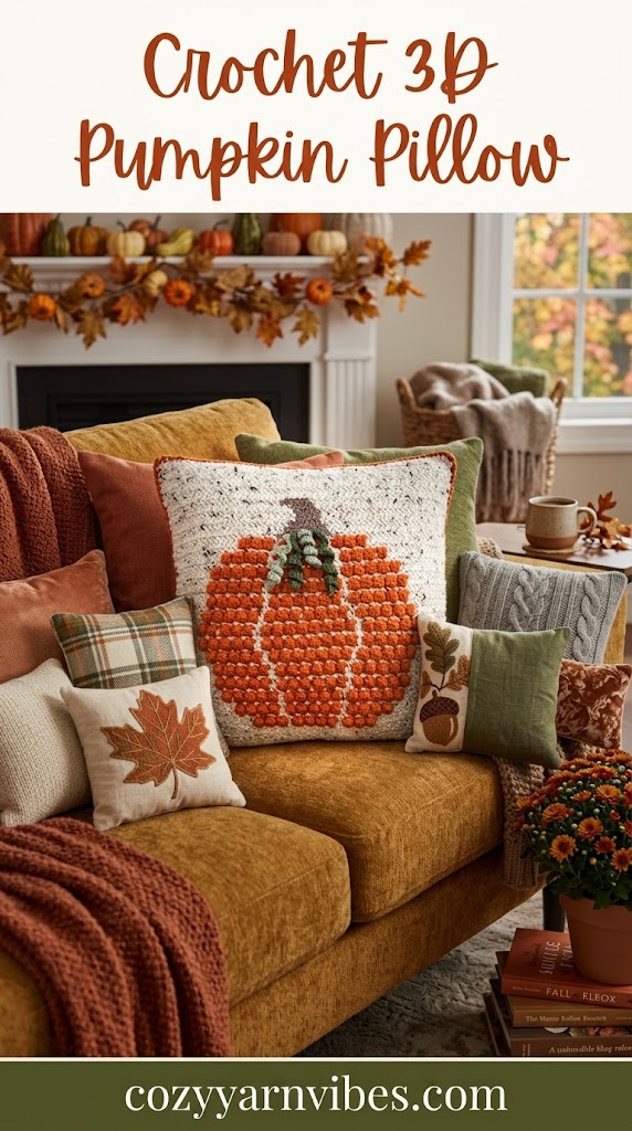 crochet 3D Pumpkin Pillow
