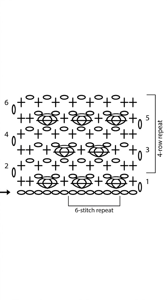 crochet bobble stitch pattern chart