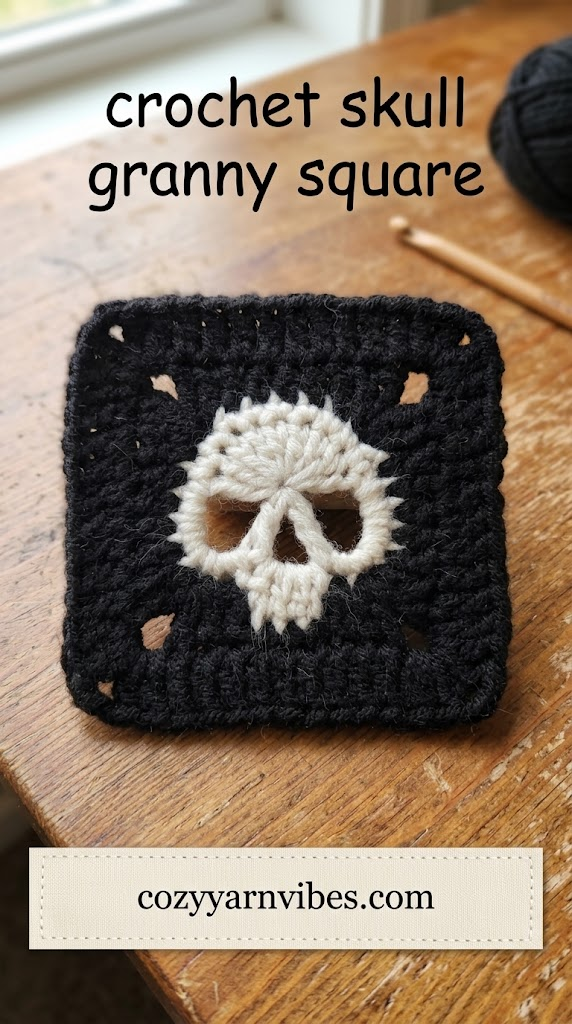 crochet skull granny square