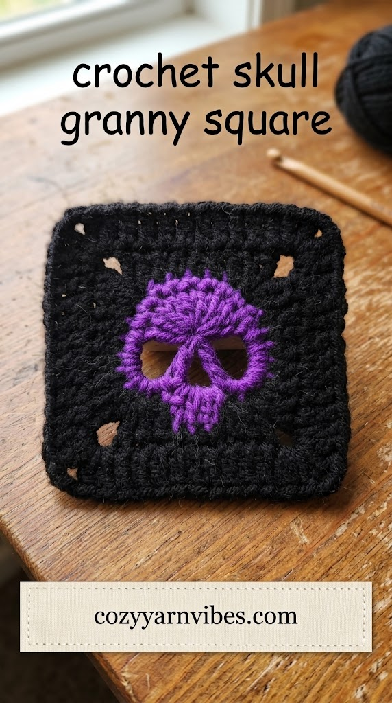 crochet skull granny square