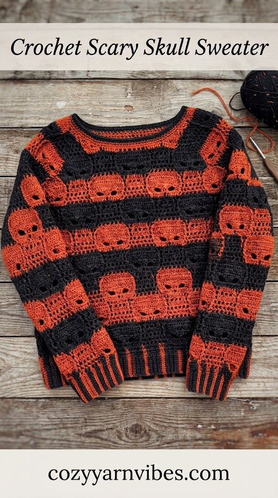 crochet scary skull sweater