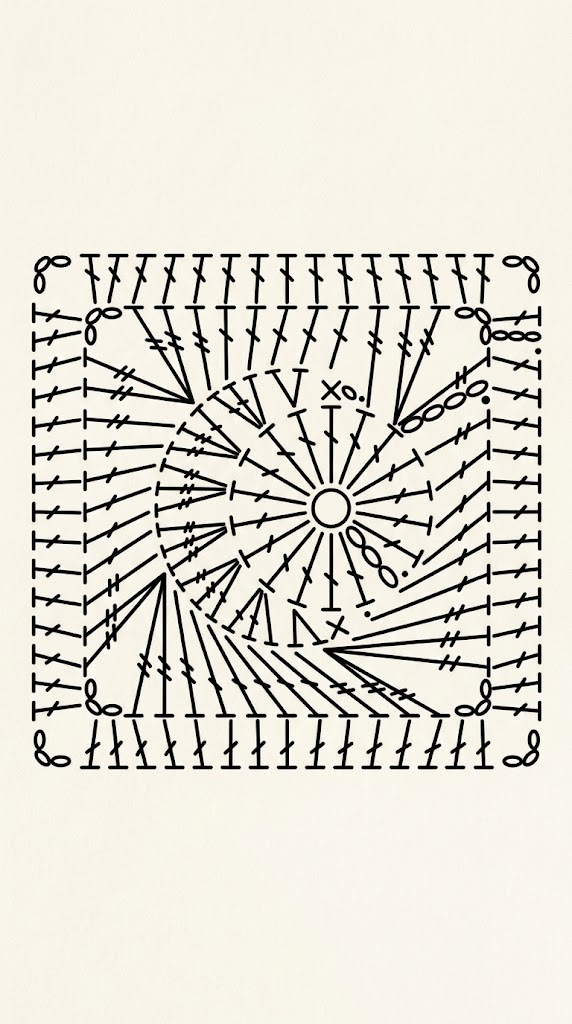 moon granny square pattern chart
