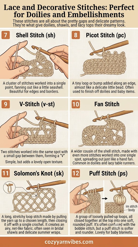 Lace and decorative stitches guide