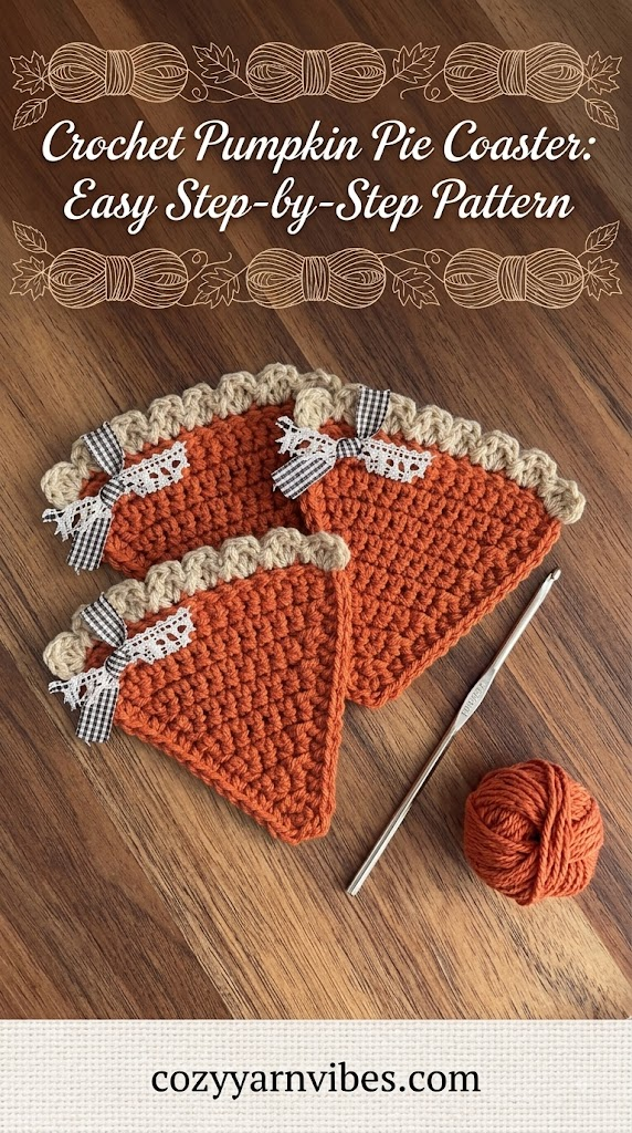 Crochet Pumpkin pie coaster tutorial