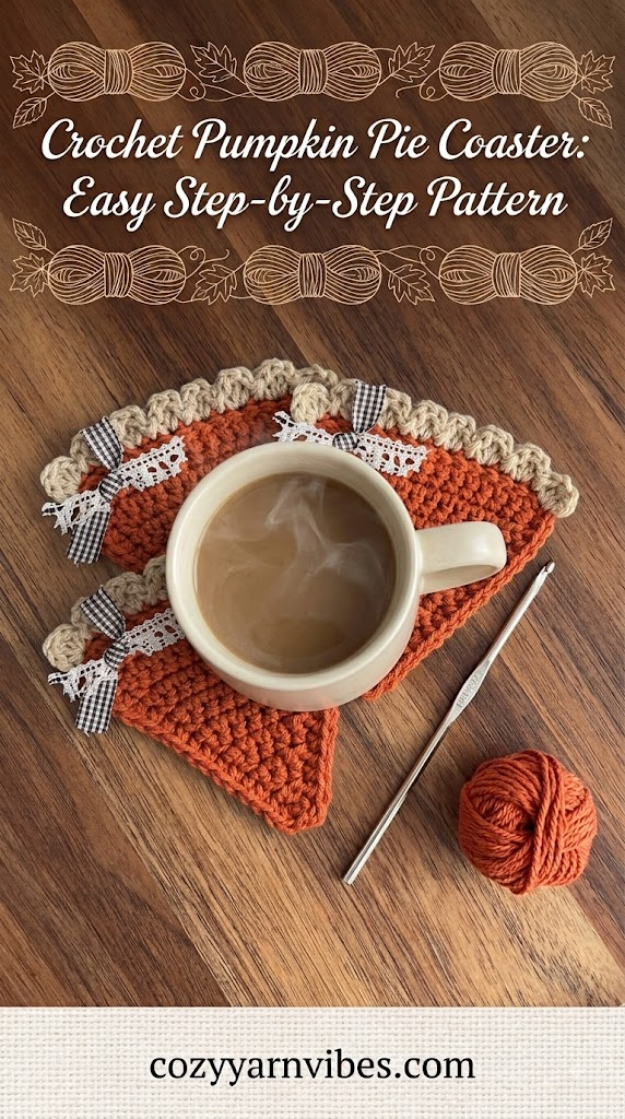 Crochet pumpkin pie coaster tutorial