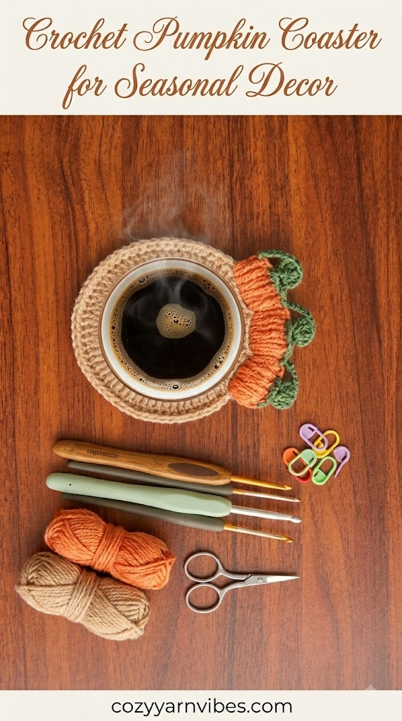 crochet pumpkin coaster