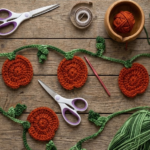 Crochet Pumpkin Garland for Halloween