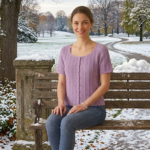 Short-Sleeve Crochet Button-Up Blouse