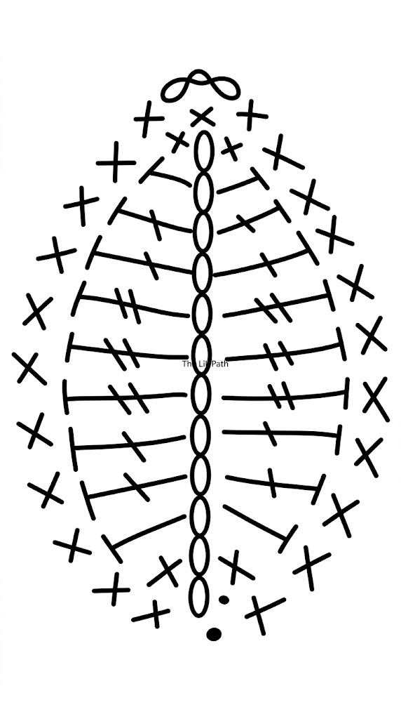 Simple leaf crochet chart pattern