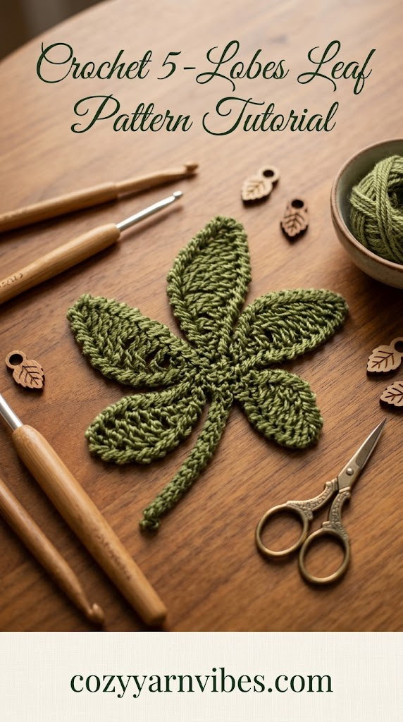 Crochet 5-lobes leaf pattern tutorial