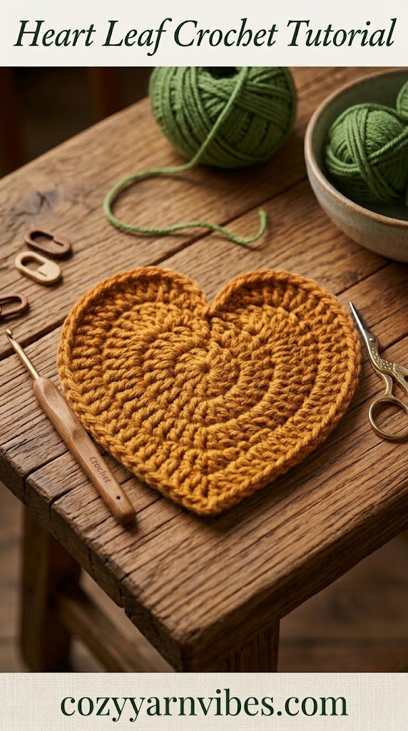 crochet heart leaf tutorial