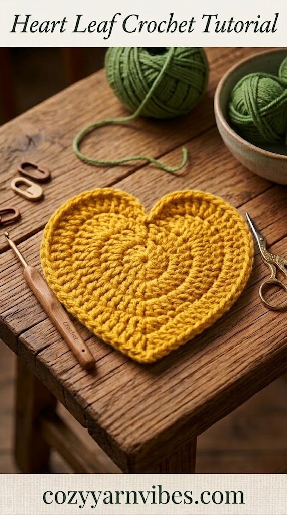 crochet heart leaf tutorial