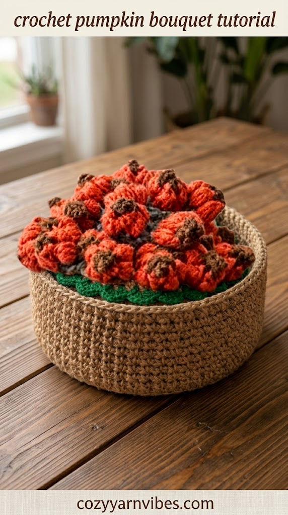crochet pumpkin bouquet tutorial
