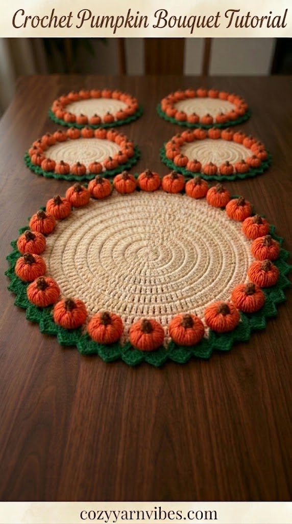 Crochet pumpkin mats