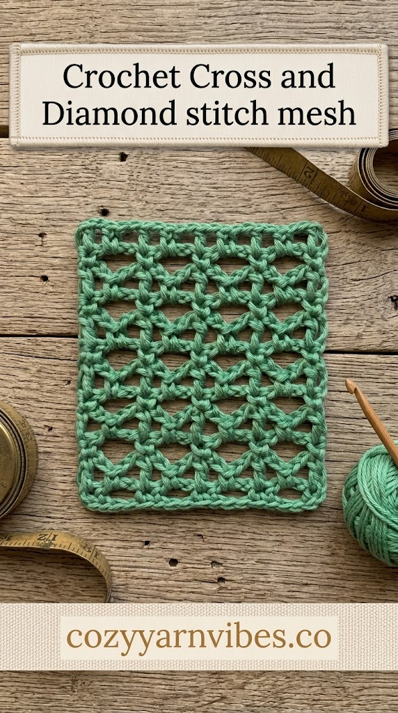 crochet cross and diamond mesh