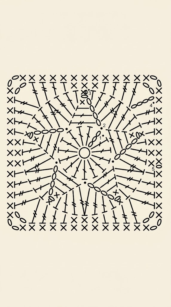 crochet star granny square pattern chart